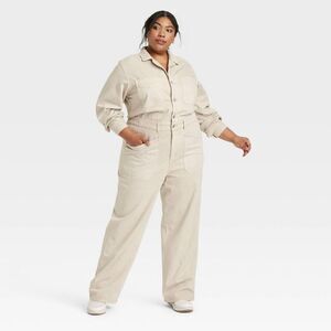 Open Box - Universal Thread - Women's Denim Baggy Jumpsuit - Universa Off-White